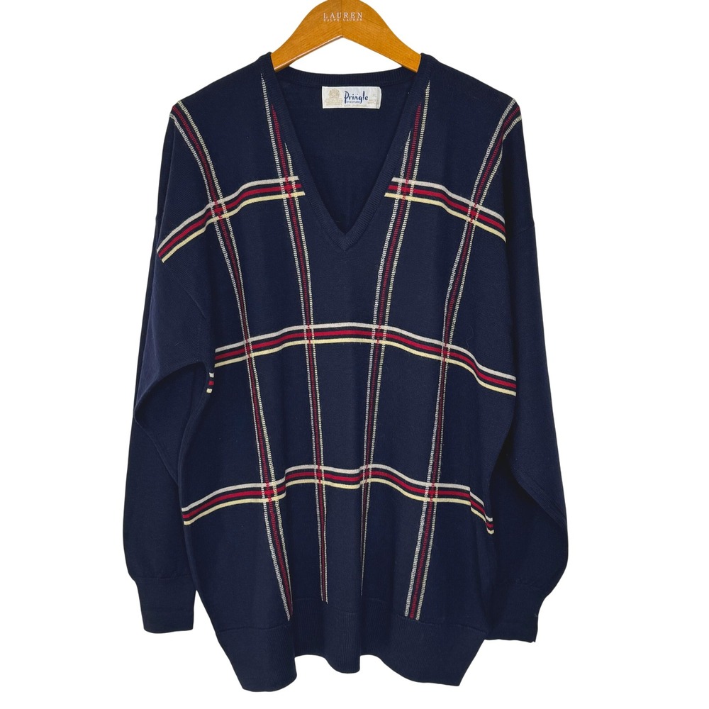 Vintage Pringle of Scotland Lambswool v neck sweater Mens‎ XL